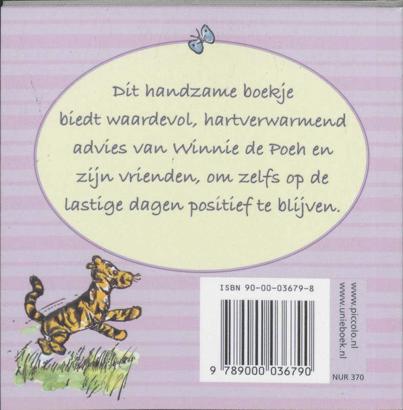 Achterkant van Positieve Poeh, een boek voor lastige dagen