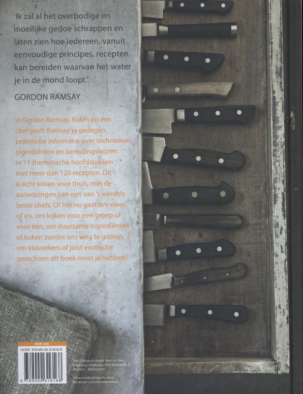 Achterkant van Gordon Ramsay koken als een chef