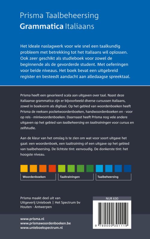 Achterkant van Grammatica Italiaans