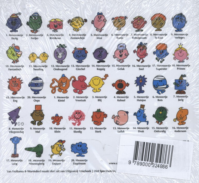 Achterkant van Mevrouwtje Mini set 4 ex.