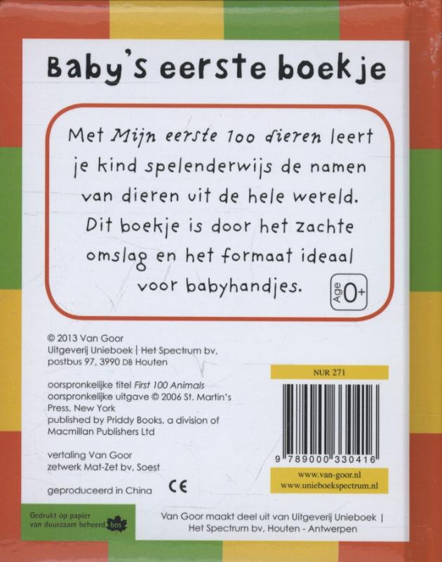 Achterkant van Mijn eerste 100 dieren