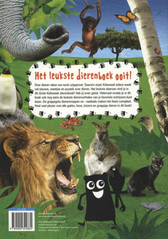 Achterkant van Het grote Kidsweek dierenboek