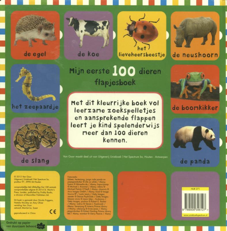 Achterkant van Mijn eerste 100 dieren flapjesboek