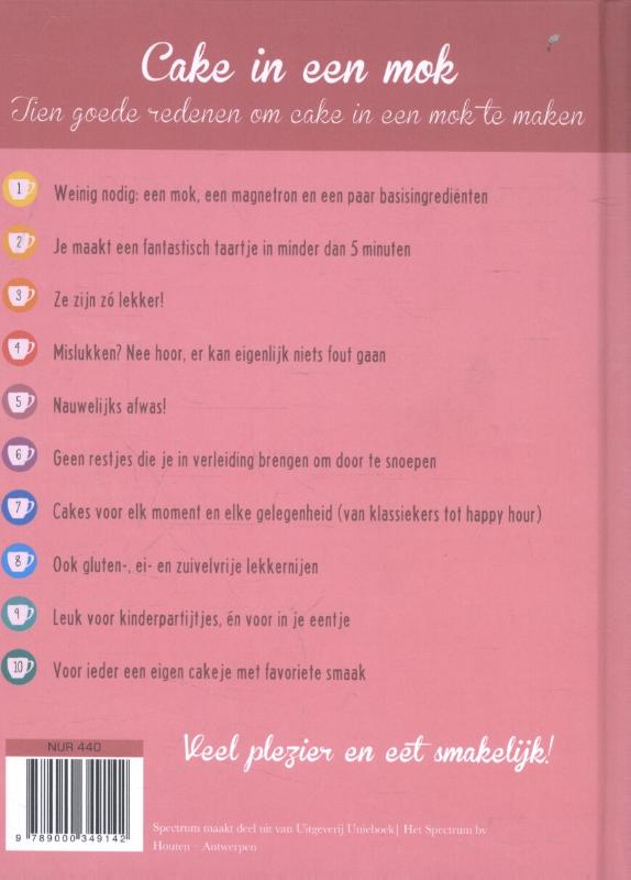 Achterkant van Cake in een mok
