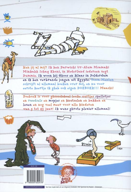 Achterkant van Dummie de mummie doeboek