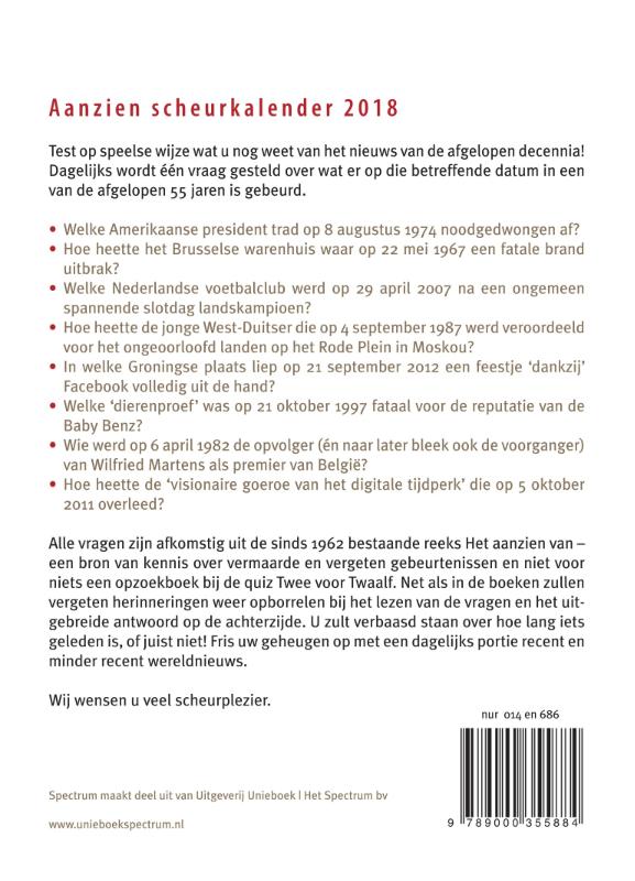 Achterkant van Aanzien Scheurkalender 2018