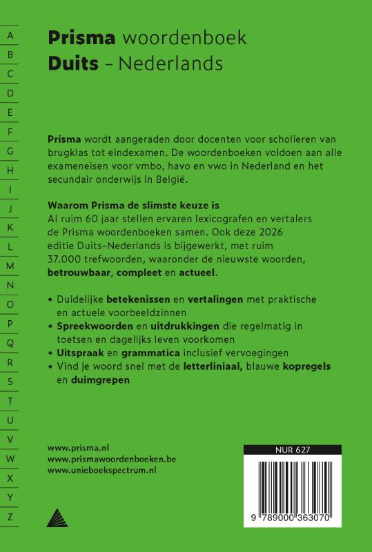 Achterkant van Prisma woordenboek Duits-Nederlands