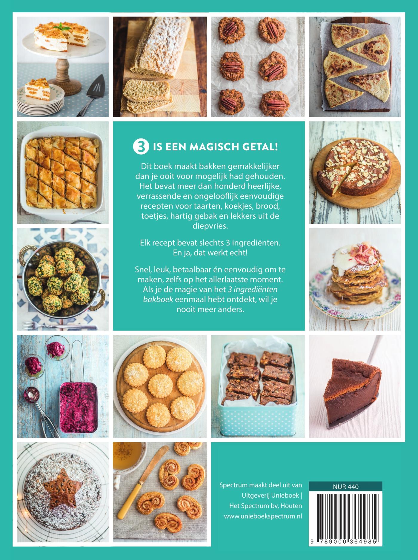 Achterkant van 3 ingrediënten bakboek