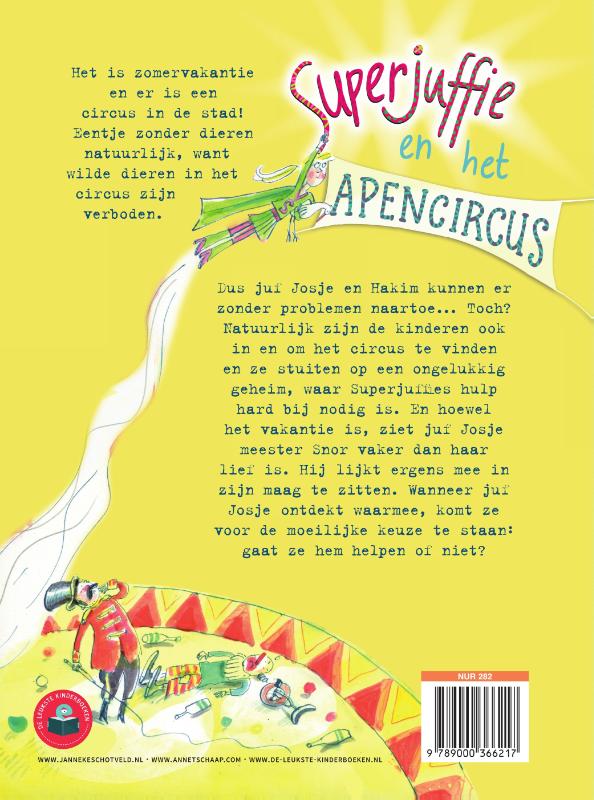 Achterkant van Superjuffie en het apencircus
