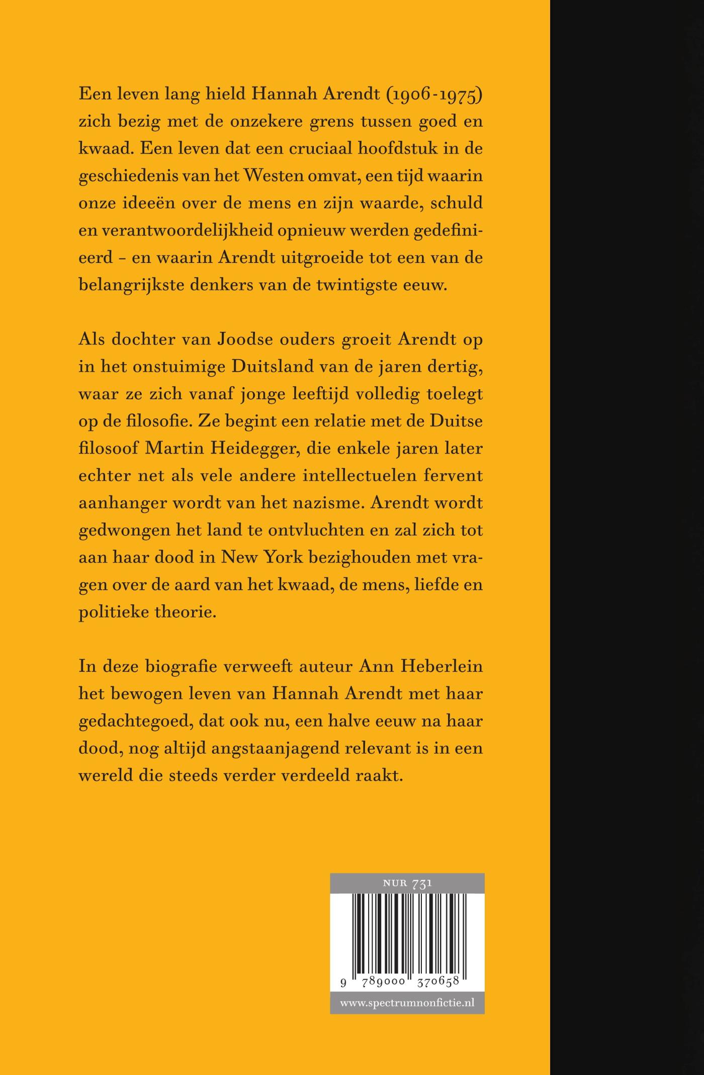 Achterkant van Hannah Arendt