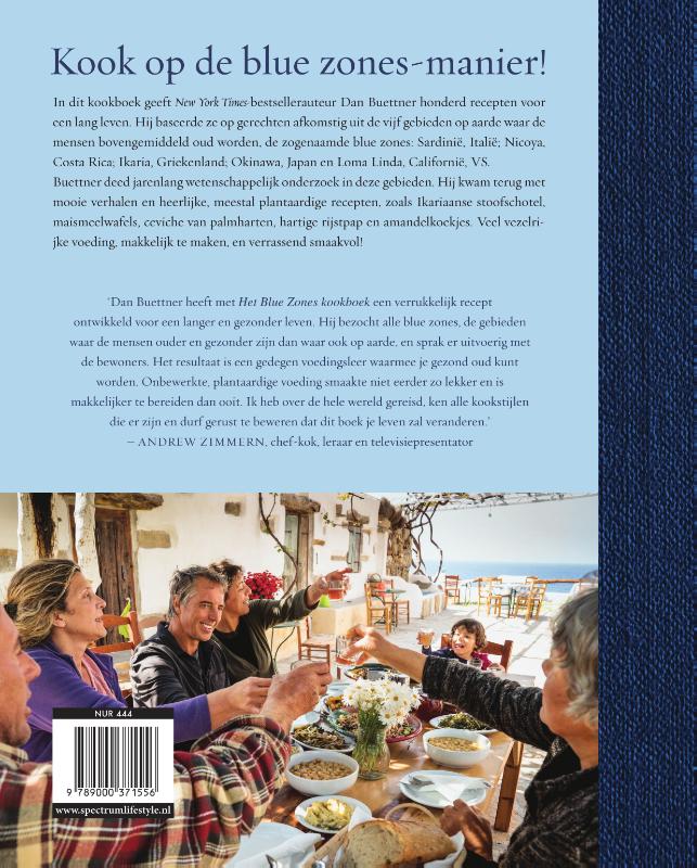 Achterkant van Blue zones kookboek