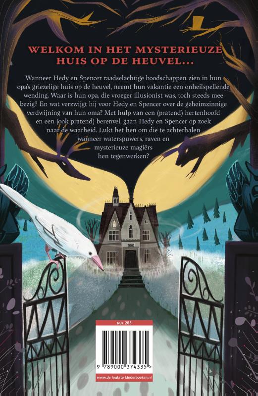 Achterkant van Het mysterieuze huis op de heuvel