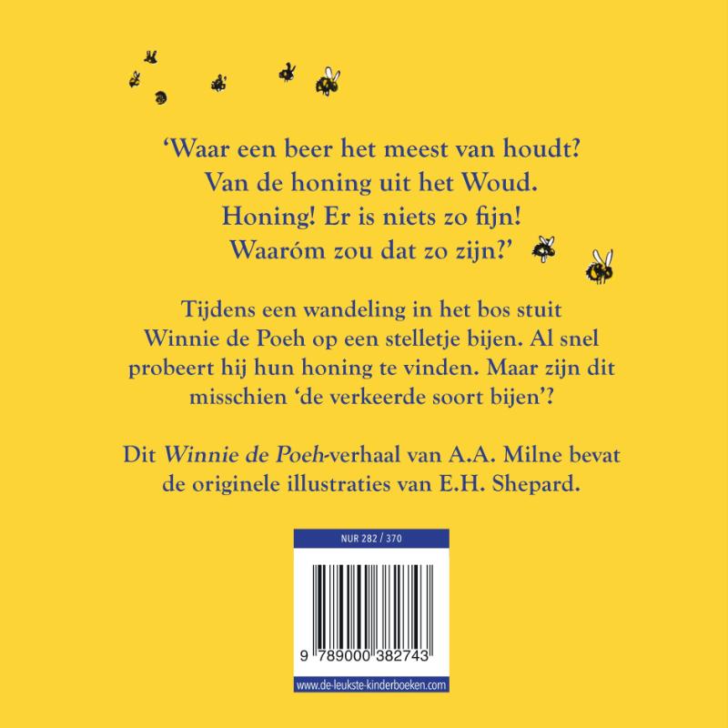 Achterkant van Winnie de Poeh en een stelletje bijen