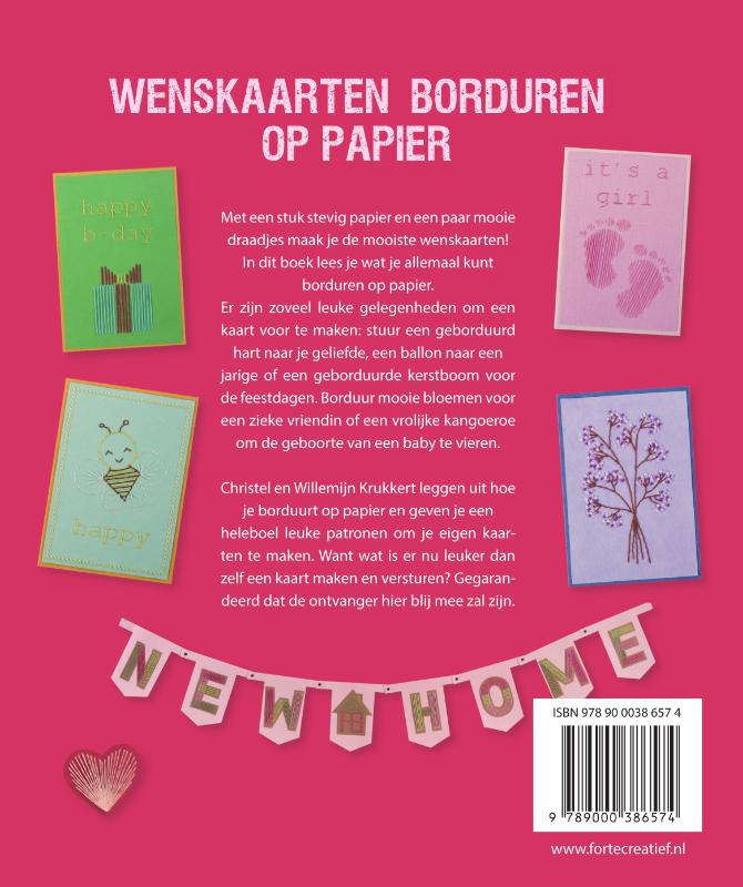Achterkant van Wenskaarten borduren op papier