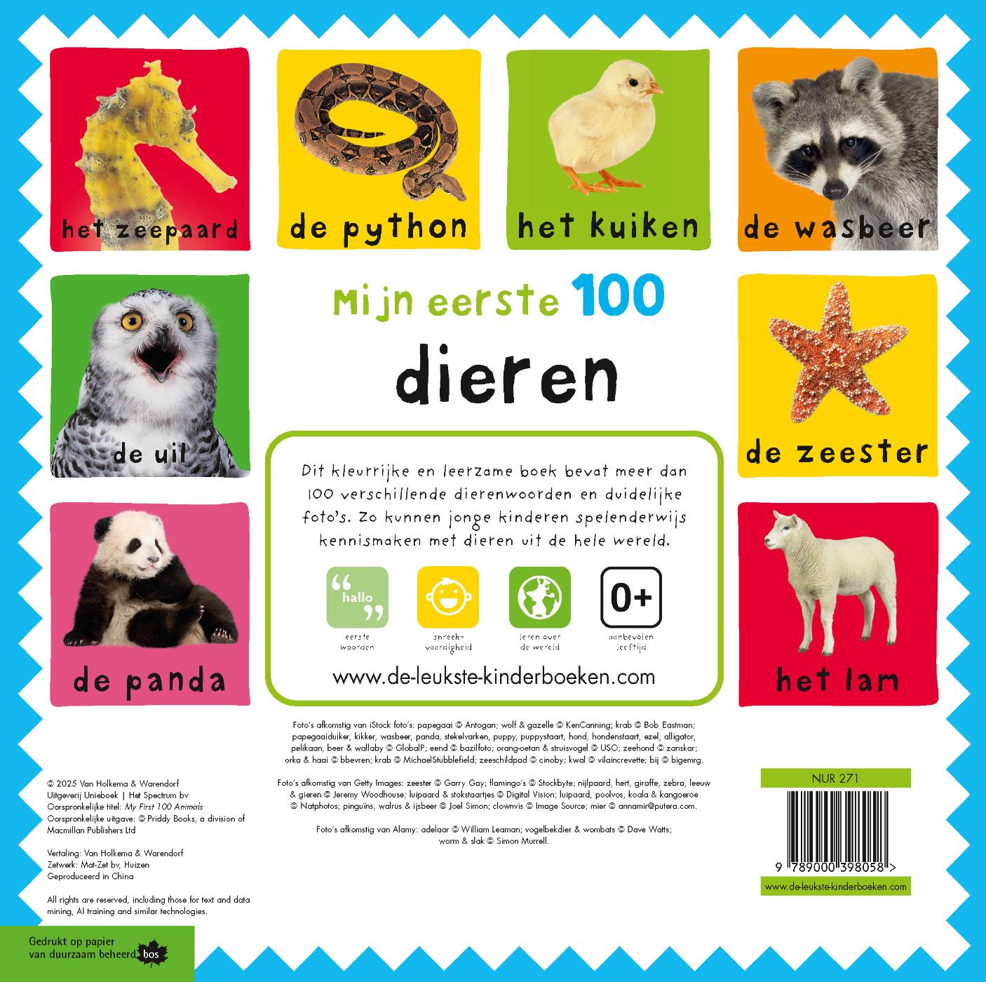 Achterkant van Mijn eerste 100 dieren
