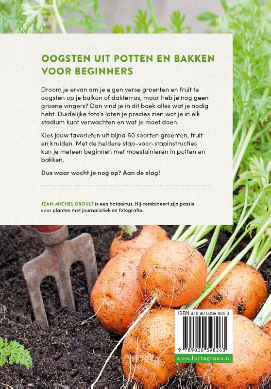 Achterkant van Moestuinieren in potten en bakken