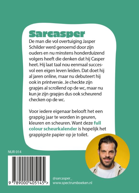 Achterkant van De Sarcasper Scheurkalender 2027