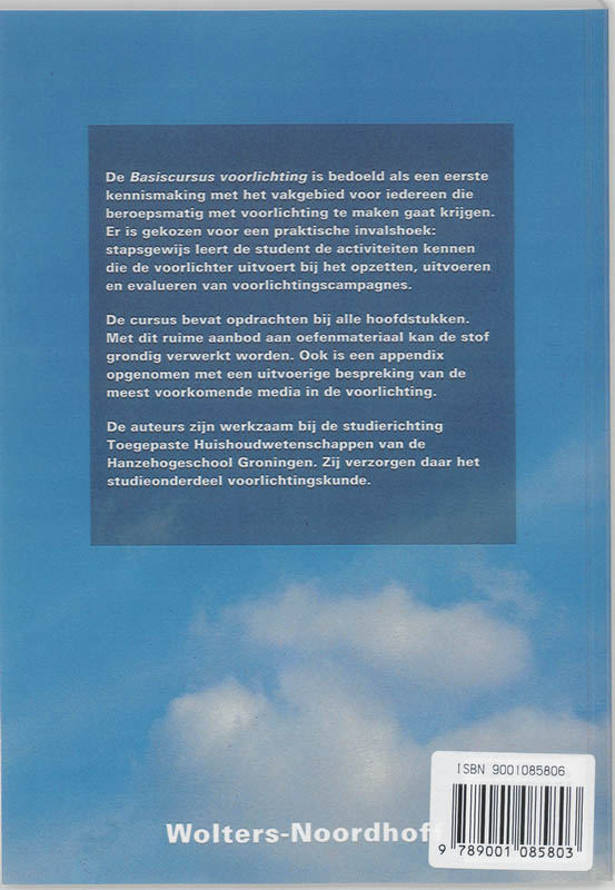 Achterkant van Basiscursus voorlichting