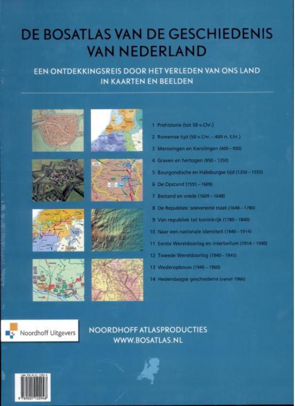 Achterkant van De Bosatlas van de geschiedenis van Nederland