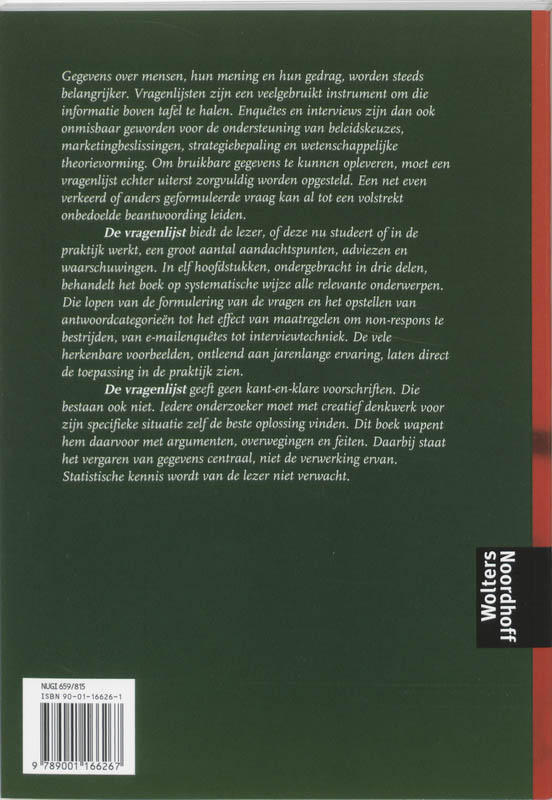 Achterkant van De vragenlijst