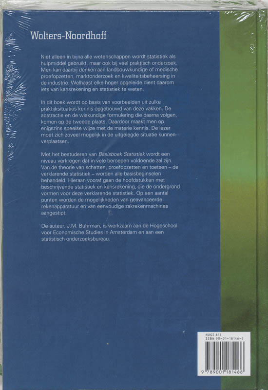 Achterkant van Basisboek statistiek