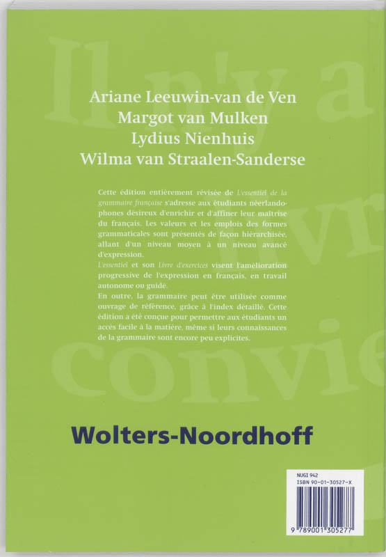Achterkant van L'essentiel de la grammaire francaise