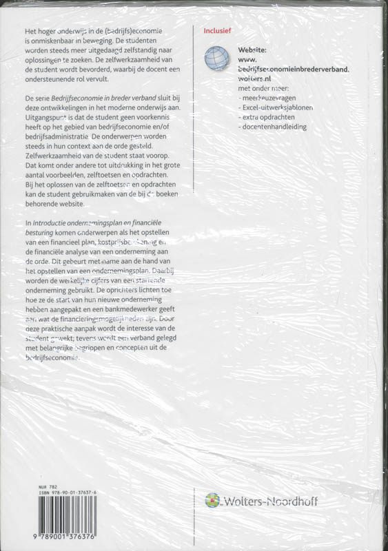 Achterkant van Introductie ondernemingsplan en financiele besturing