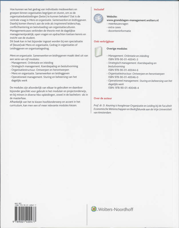 Achterkant van Mens en organisatie