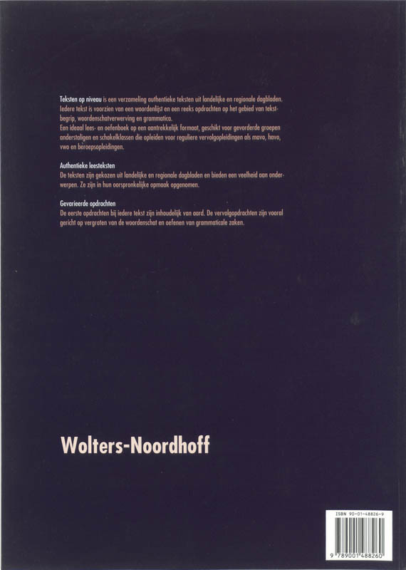 Achterkant van Teksten op niveau