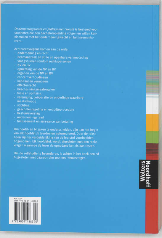 Achterkant van Ondernemings en faillissementsrecht