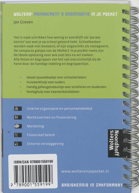 Achterkant van Wolters Management & Organisatie in je pocket