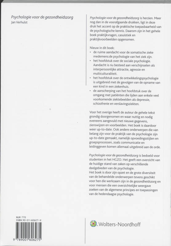 Achterkant van Psychologie voor de gezondheidszorg