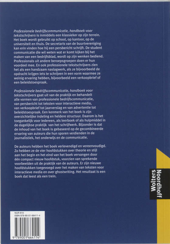 Achterkant van Professionele bedrijfscommunicatie