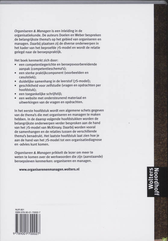 Achterkant van Organiseren & Managen