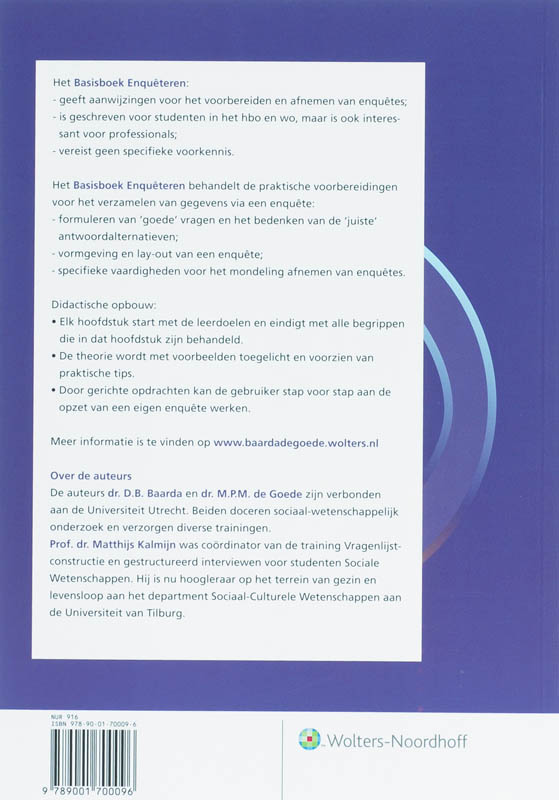 Achterkant van Basisboek Enqueteren