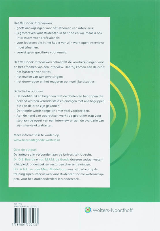 Achterkant van Basisboek Interviewen
