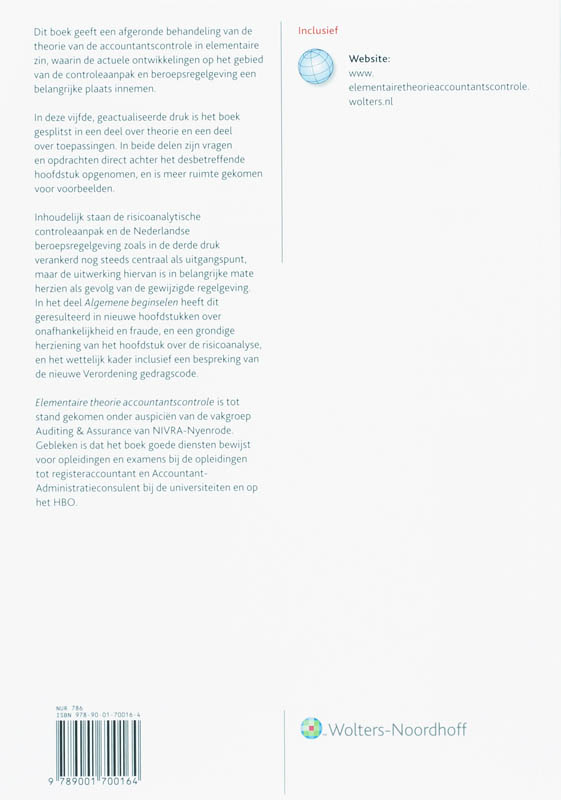 Achterkant van Elementaire theorie accountantscontrole