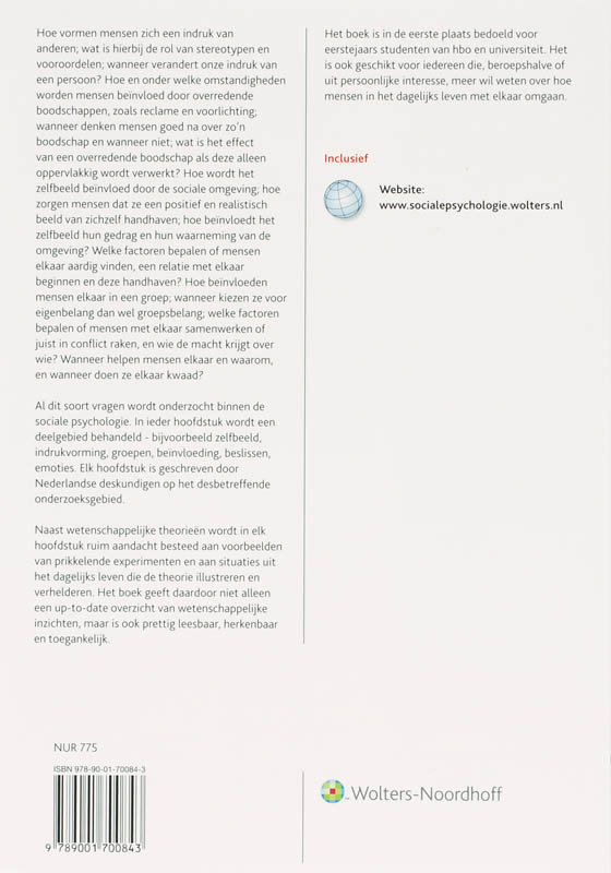 Achterkant van Sociale Psychologie