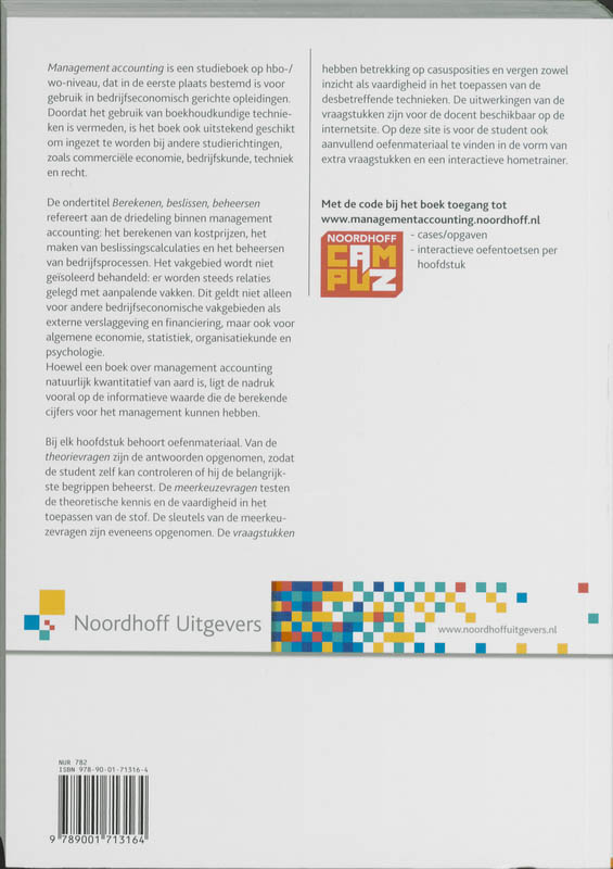 Achterkant van Management accounting