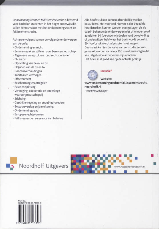 Achterkant van Ondernemingsrecht en faillisementsrecht