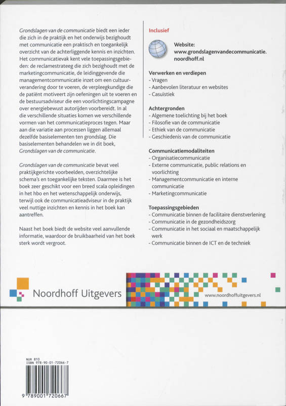 Achterkant van Grondslagen van de communicatie