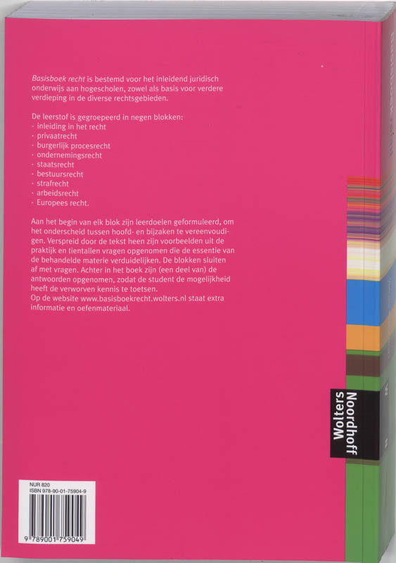 Achterkant van Basisboek Recht