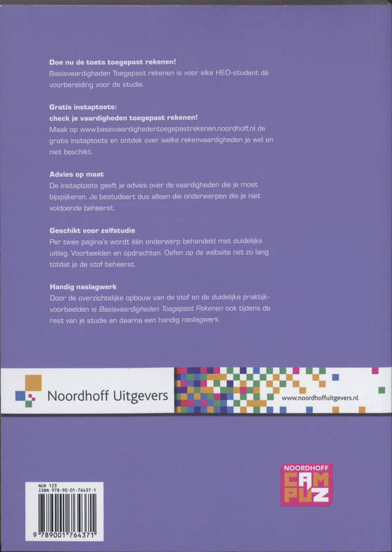 Achterkant van Basisvaardigheden Toegepast rekenen