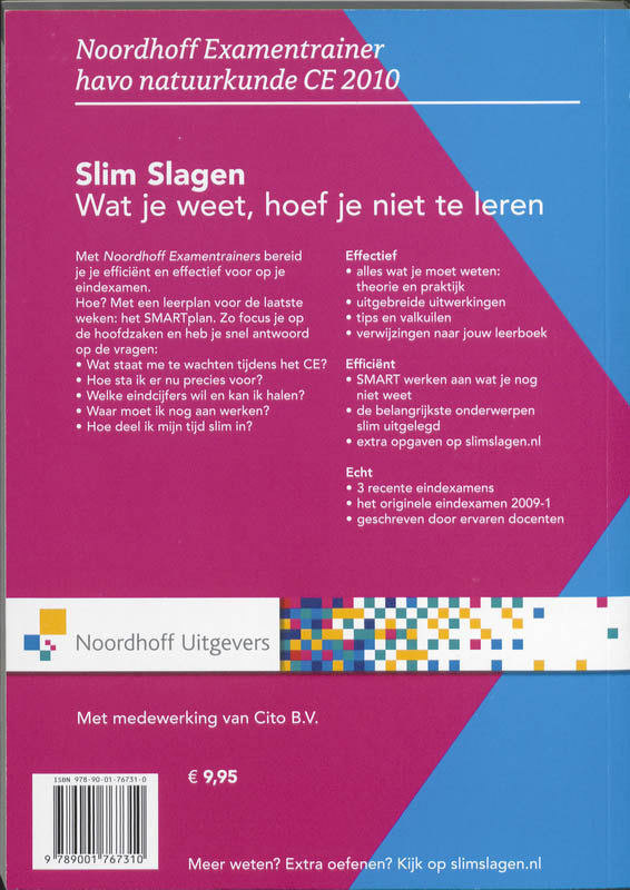 Achterkant van Noordhoff Examentrainer Havo natuurkunde Ce 2010