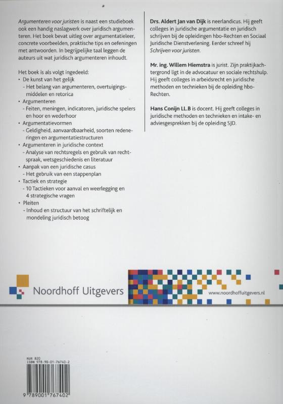 Achterkant van Argumenteren voor juristen