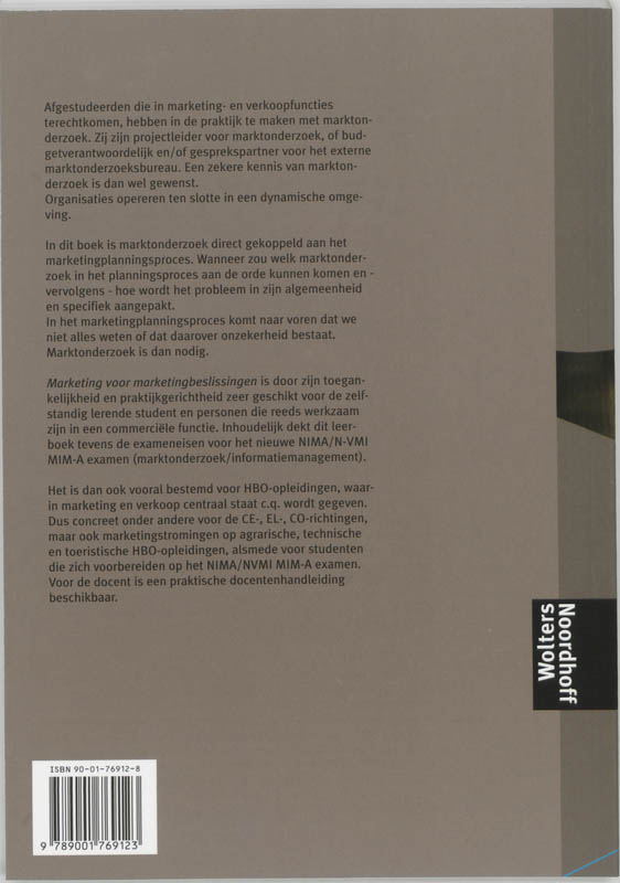 Achterkant van Marktonderzoek voor marketingbeslissingen