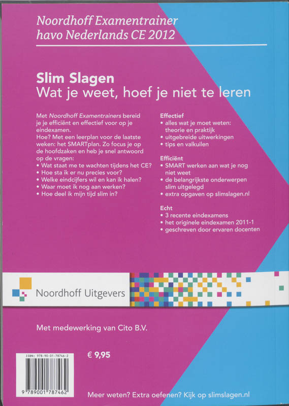 Achterkant van Havo Nederlands CE 2012