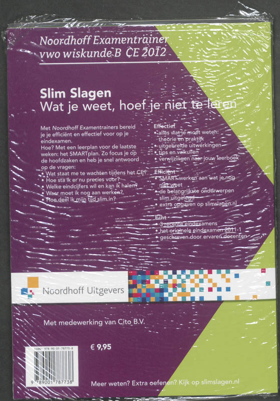 Achterkant van vwo wiskunde B CE 2012