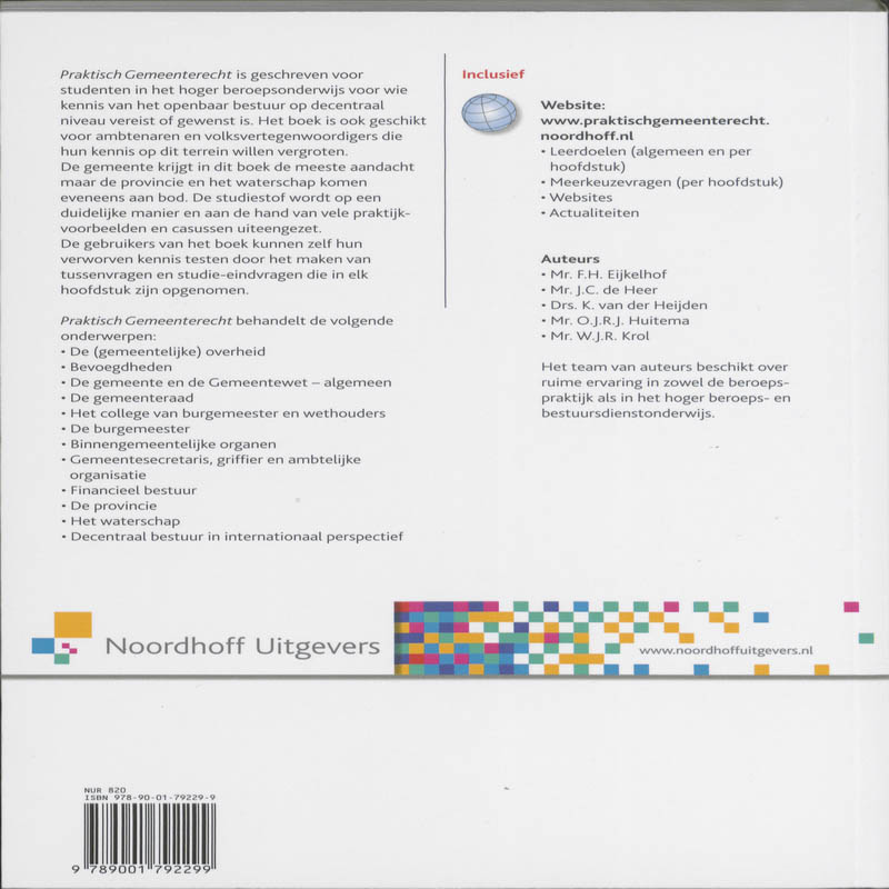 Achterkant van Praktisch Gemeenterecht