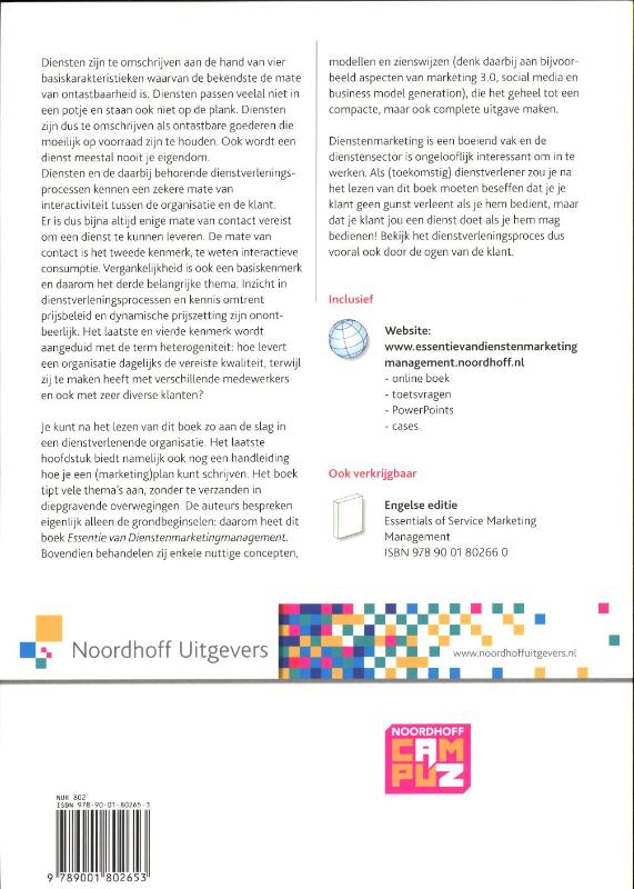 Achterkant van Essentie van dienstenmarketingmanagement